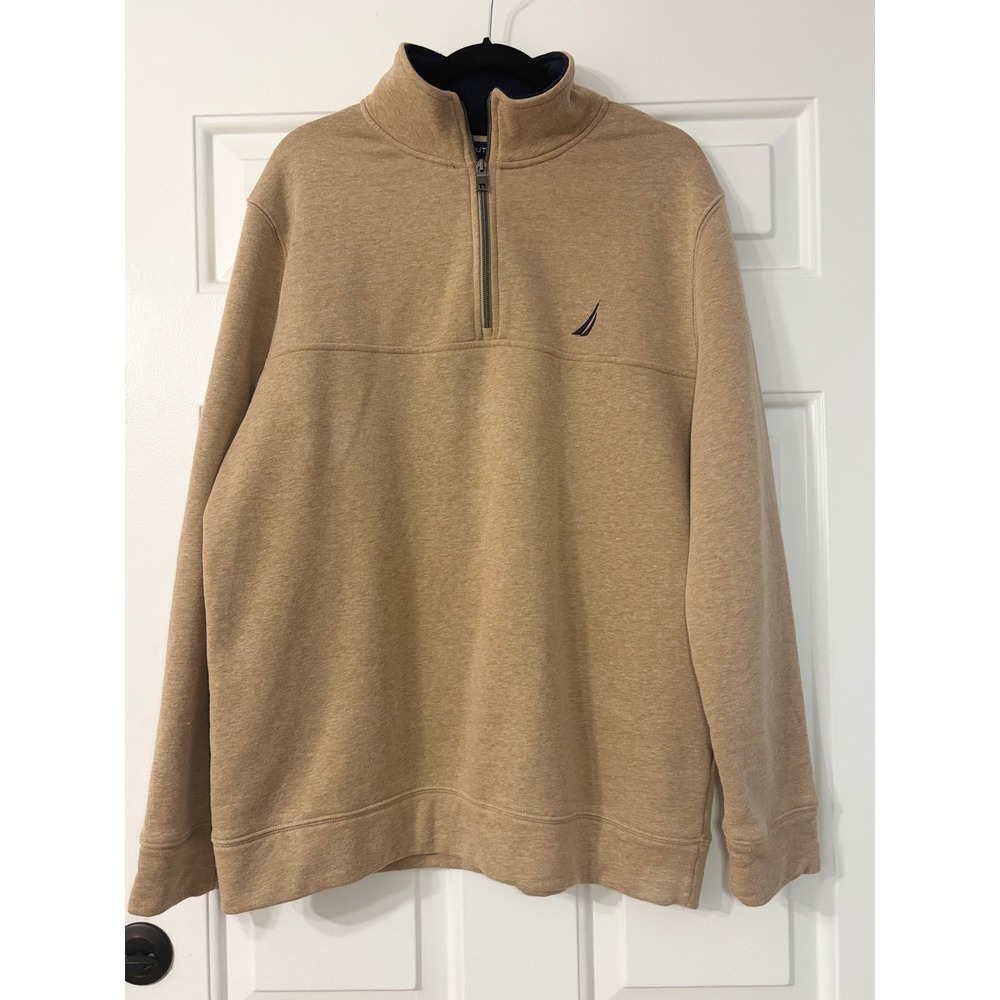 Nautica | Quarter-Zip Pullover Sweatshirt | XL || Tan|